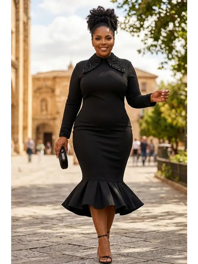 The Showstopper -Sequin Trim Mermaid Midi Dress