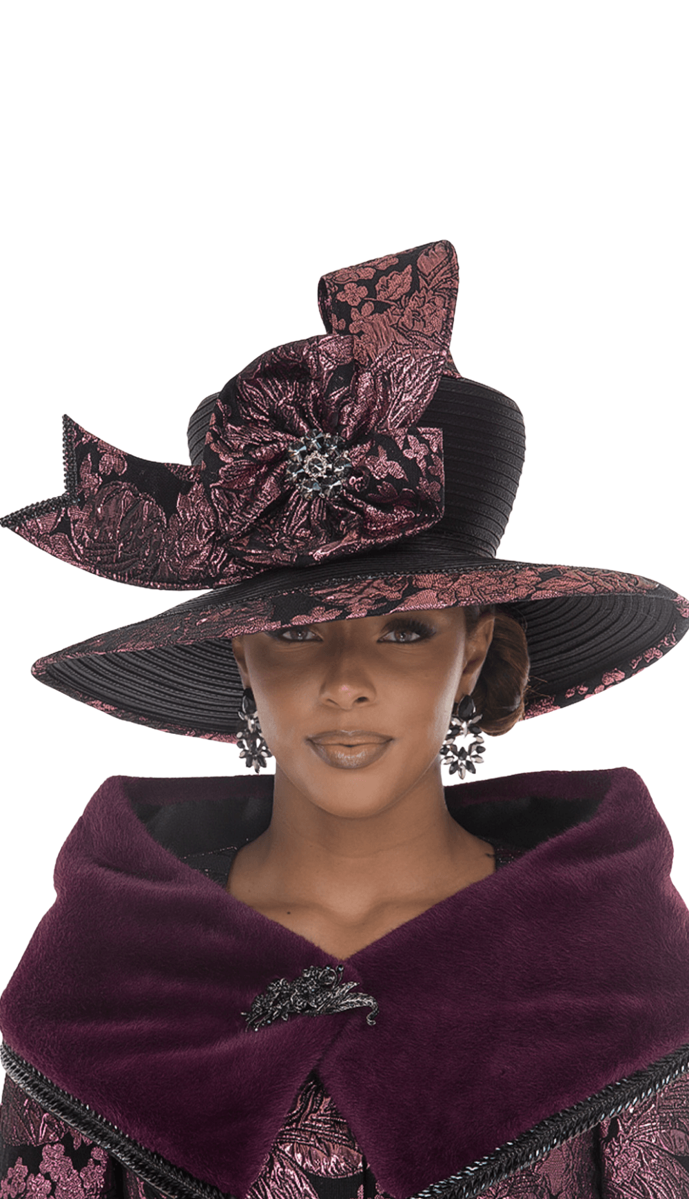 The Regal Plum Brocade & Faux Fur Skirt Suit
