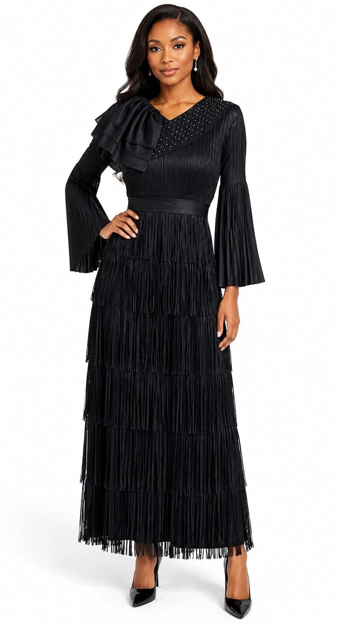 The Elysian Tiered Pleated Ruffle Maxi Dress