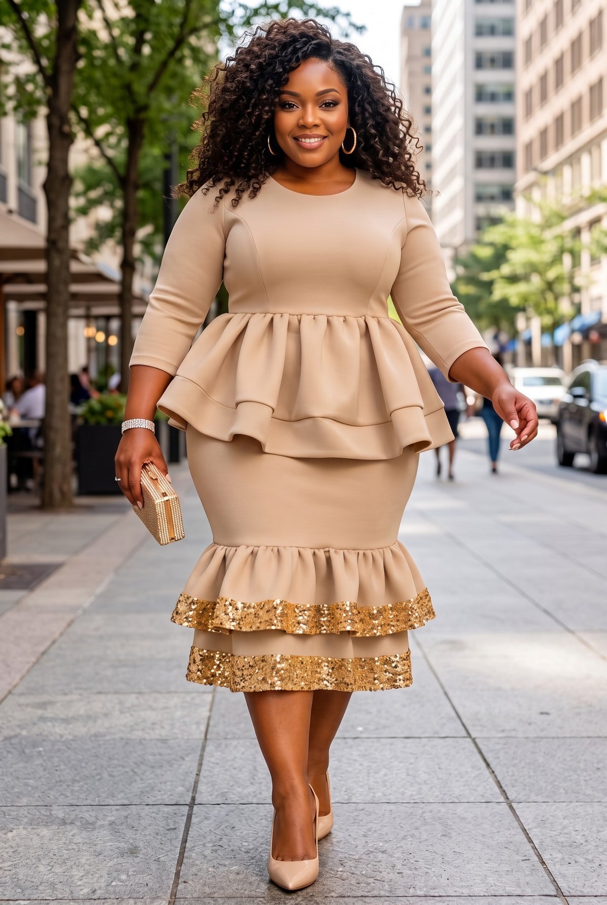 The Luxe Ruffle-Trim Midi dress