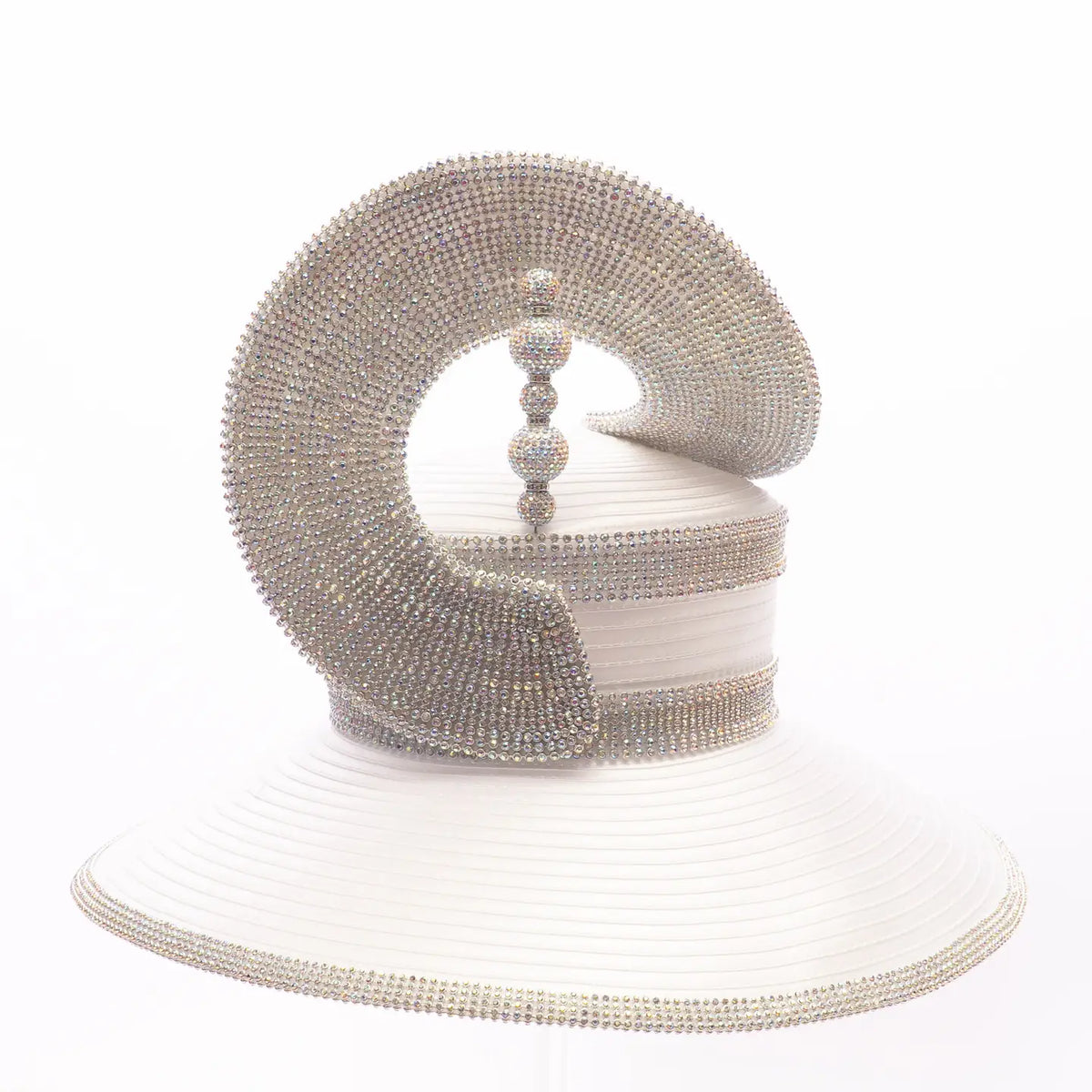Beaded Sculptural Wide Brim Statement Hat