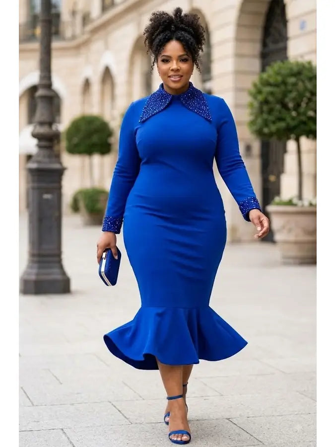 The Showstopper -Sequin Trim Mermaid Midi Dress
