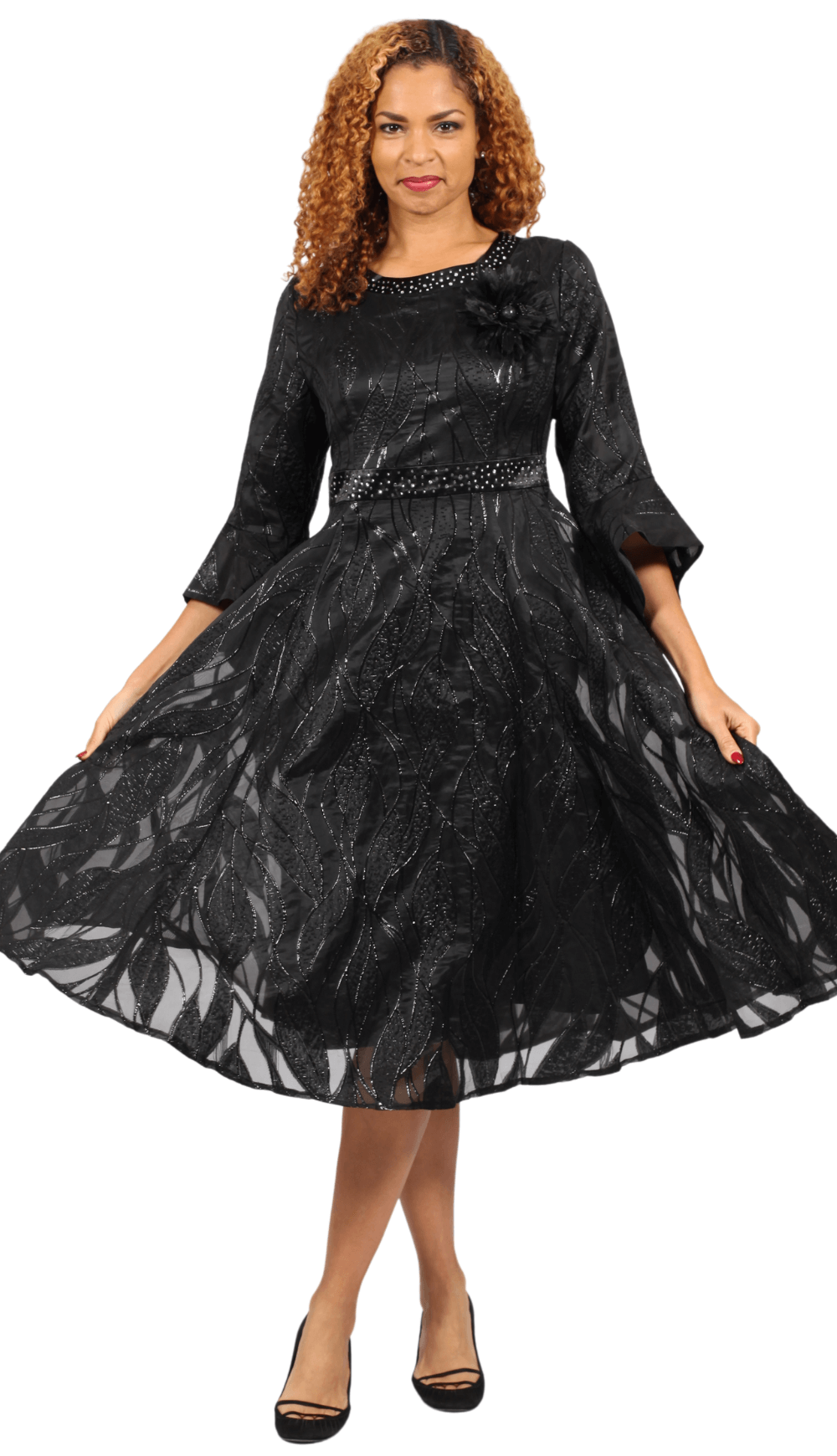 The Diana Botanical Jacquard Midi Dress