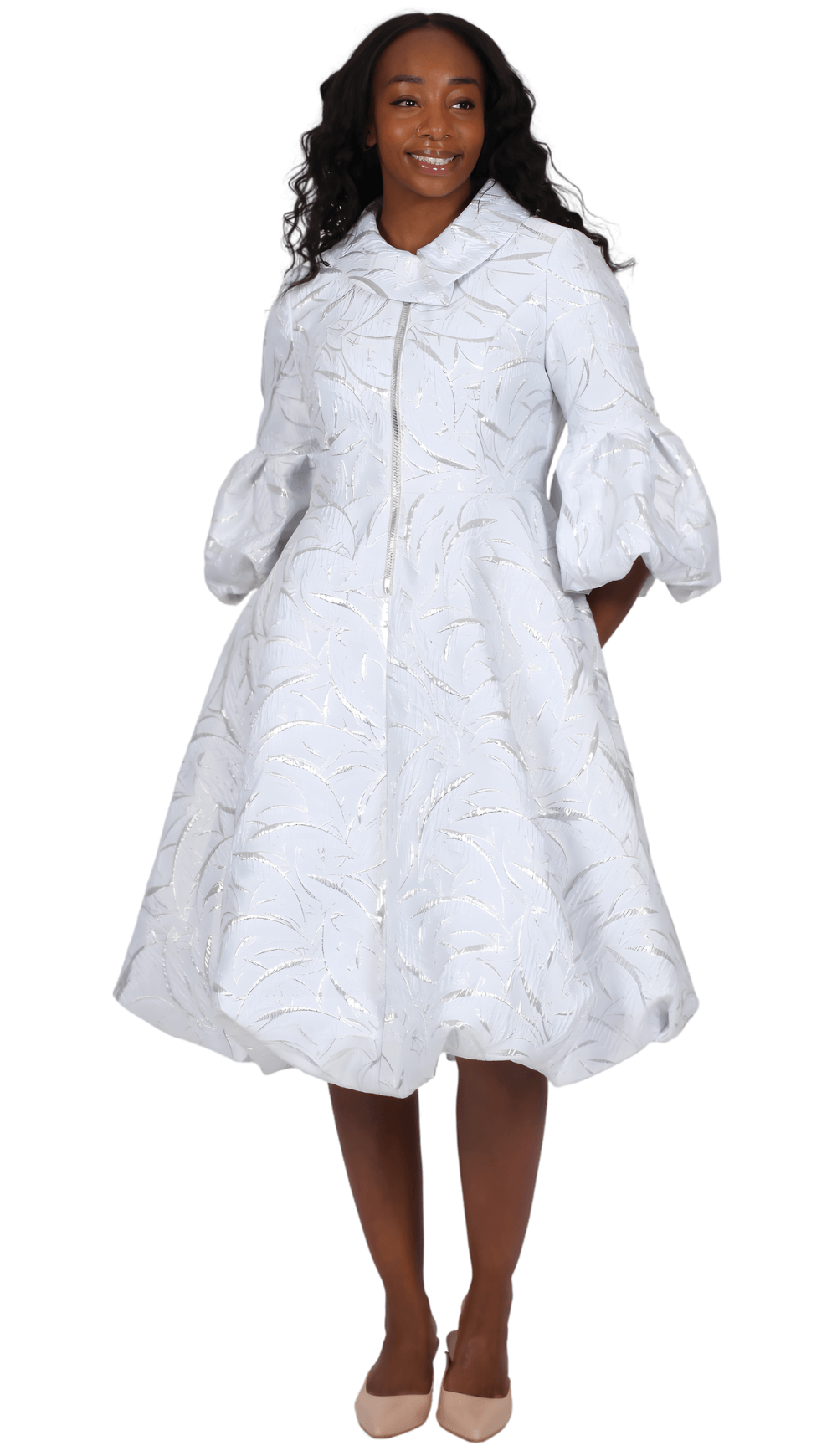 Silver Jacquard bloom dress