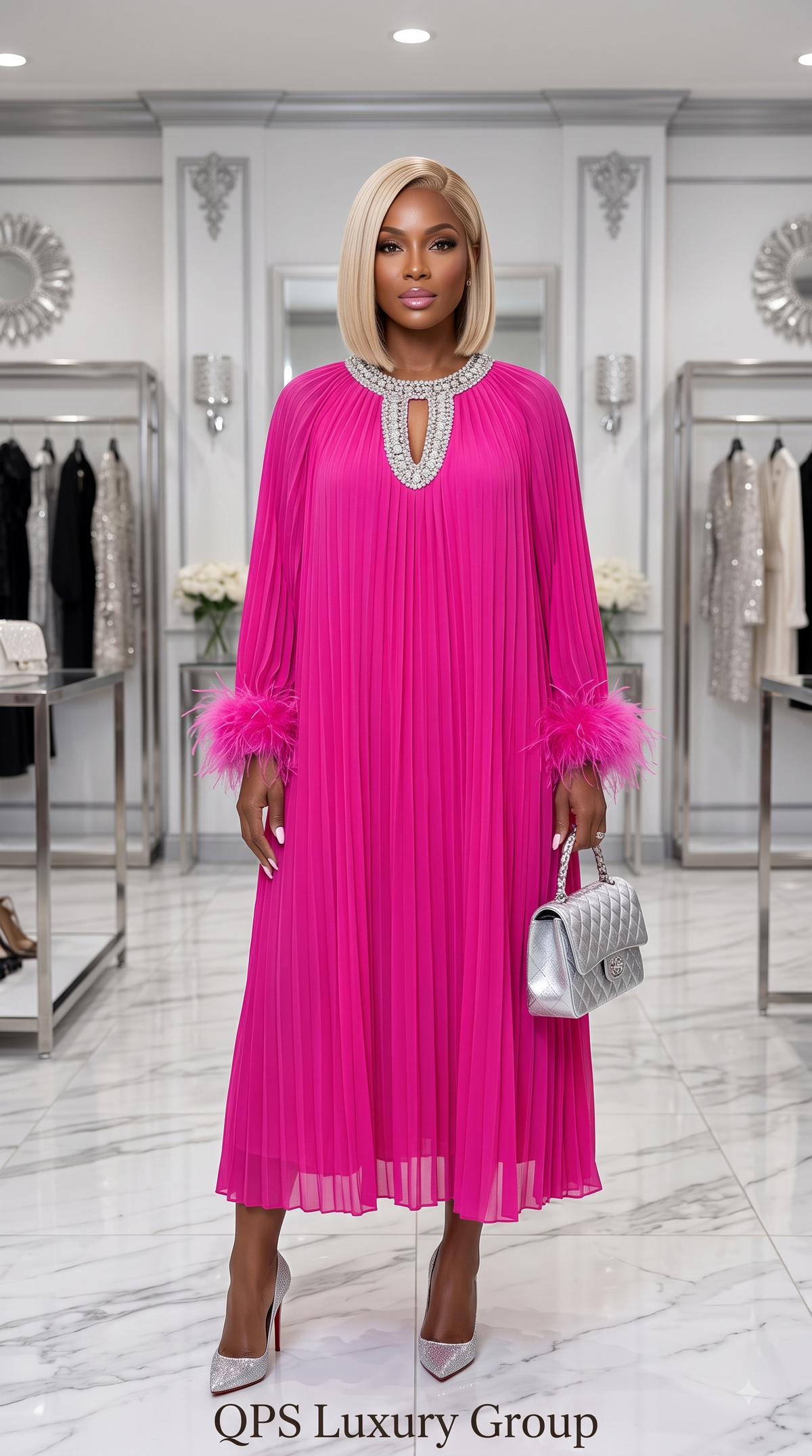 The Luxe Glamour Pleated Gown