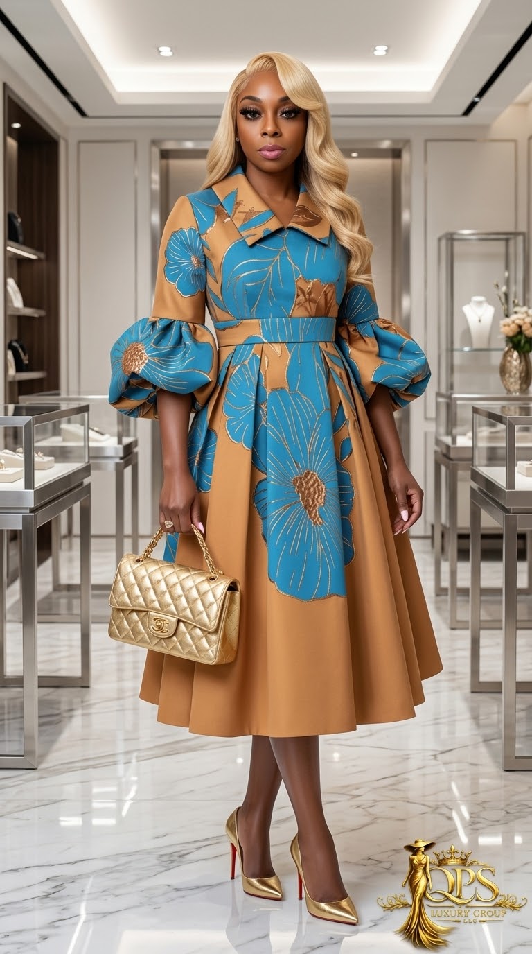 Floral Midi Dress — Copper