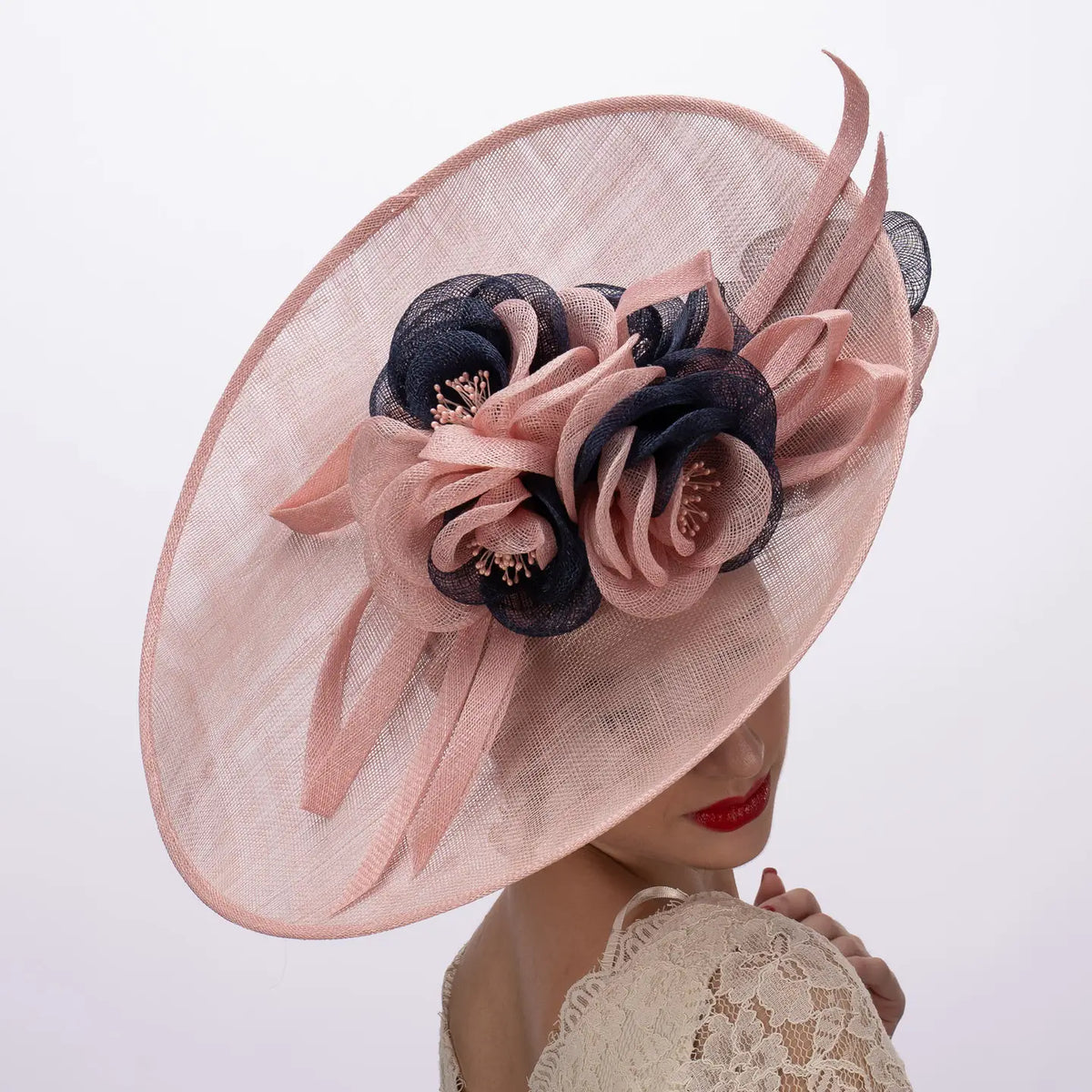 Large Sinamay Saucer w/2 Tone Flower Fascinator