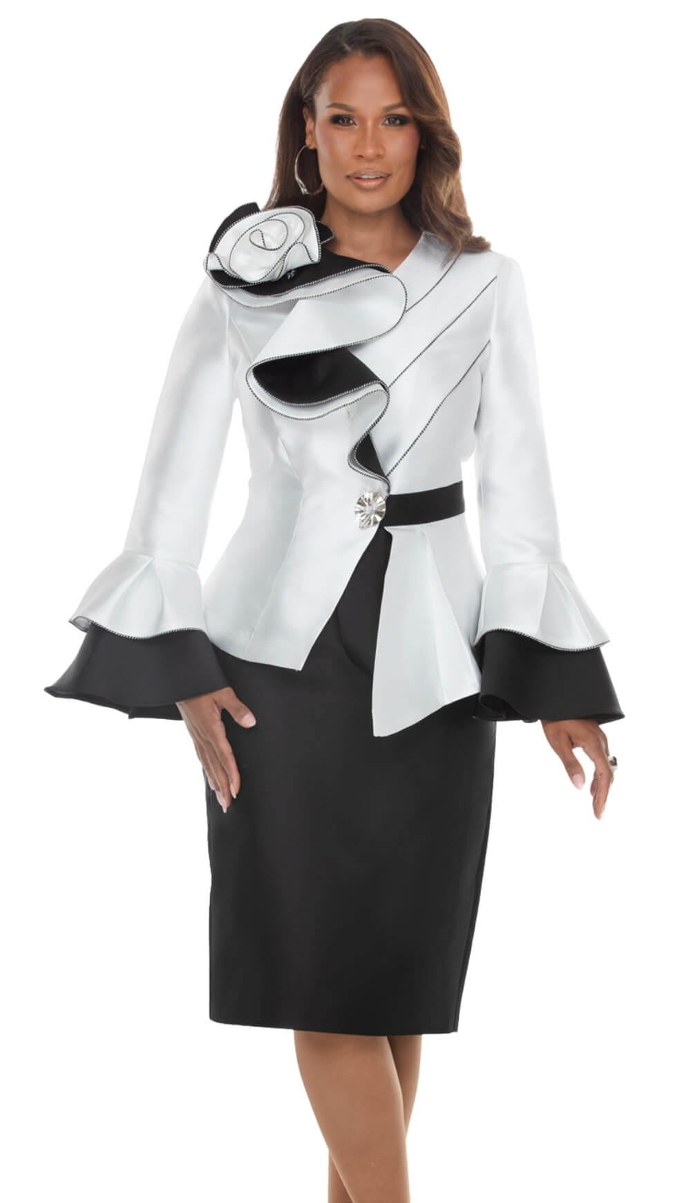 Lisa Rene 3403: Monochrome Elegance 2-Piece Skirt Suit