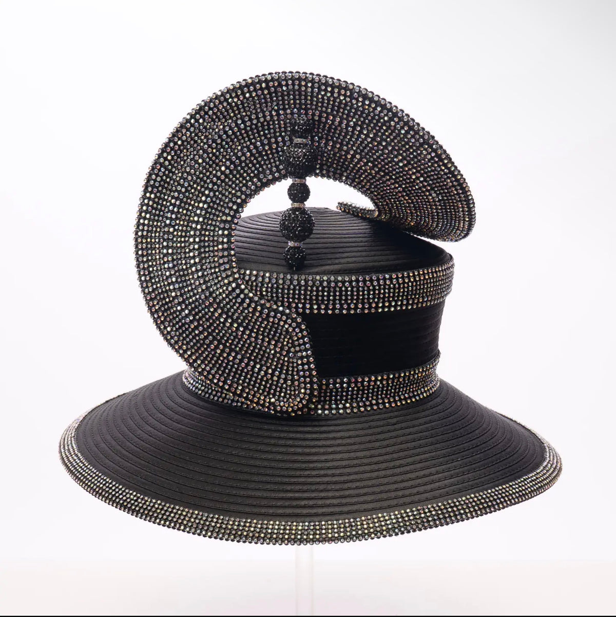 Beaded Sculptural Wide Brim Statement Hat