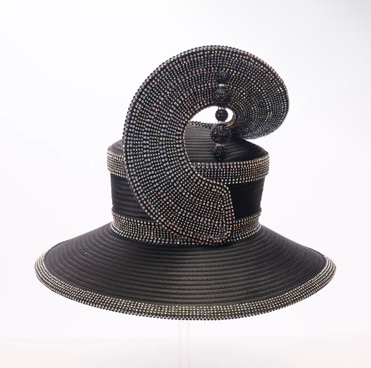 Beaded Sculptural Wide Brim Statement Hat