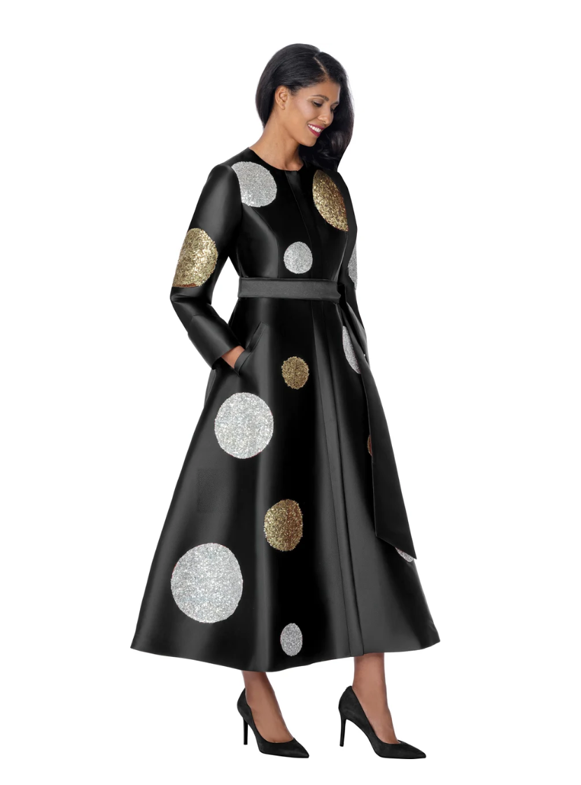 Nubiano DN101041 Metallic Dot A-Line Dress