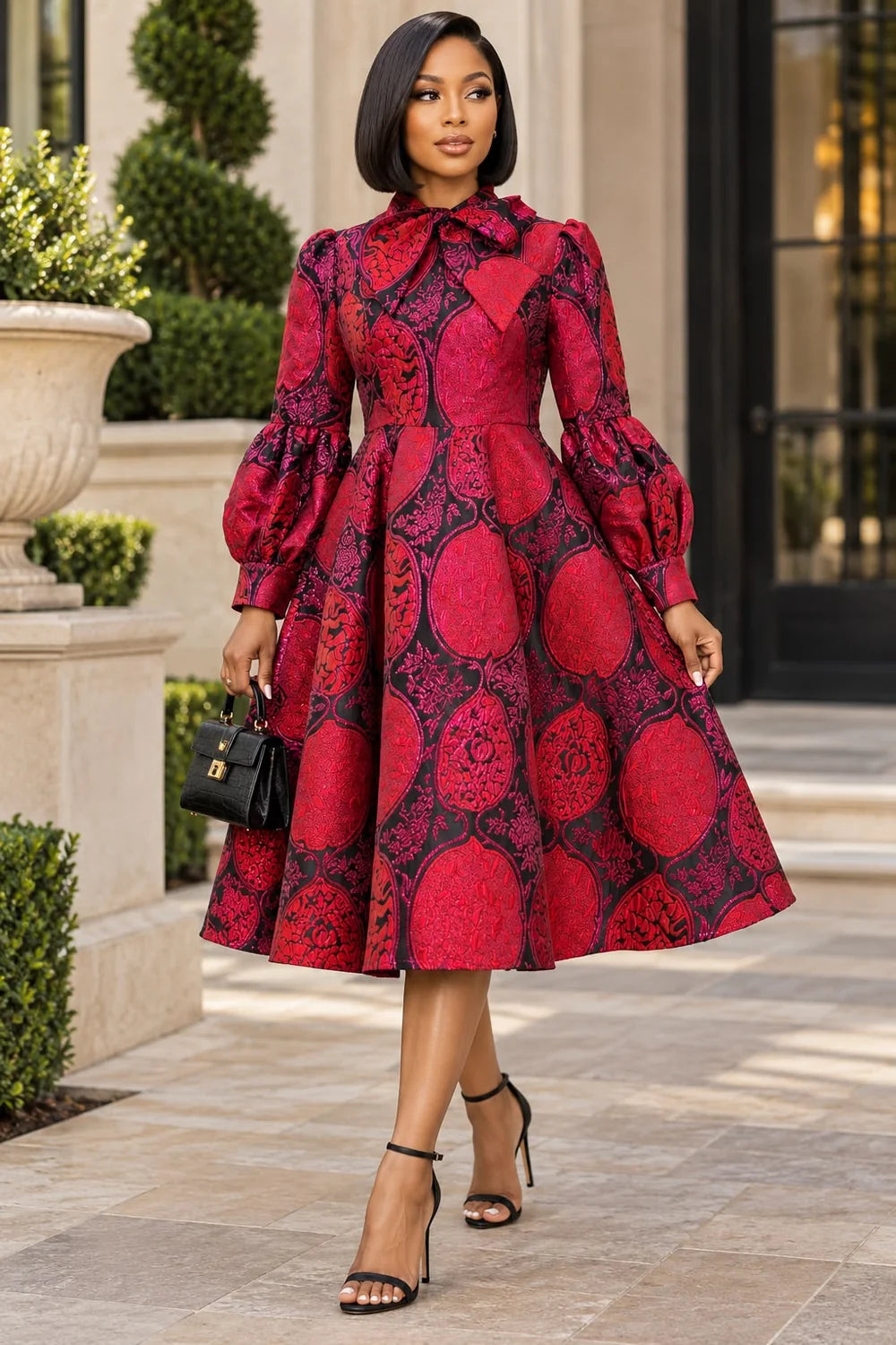 The Medallion Brocade Midi Dress