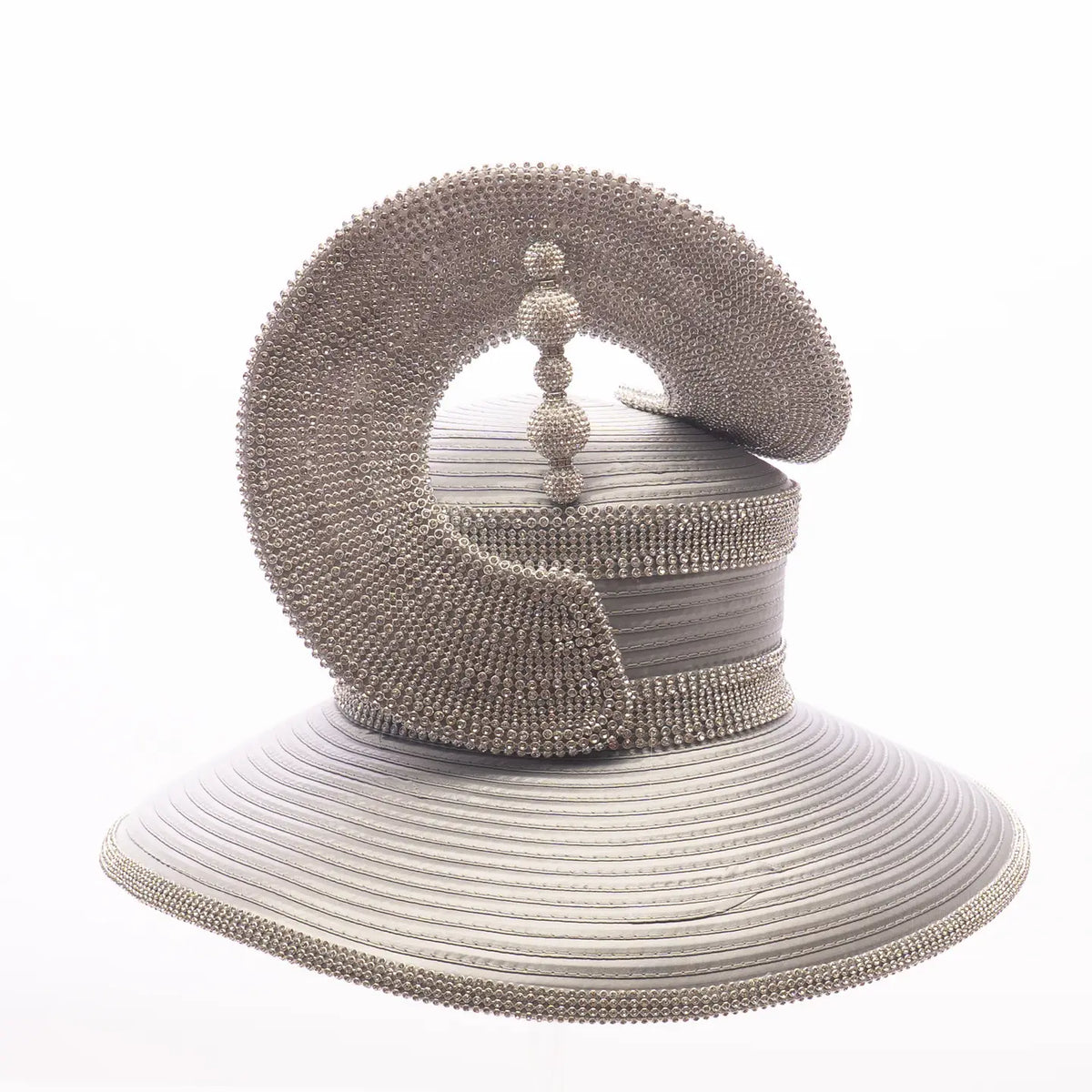 Beaded Sculptural Wide Brim Statement Hat