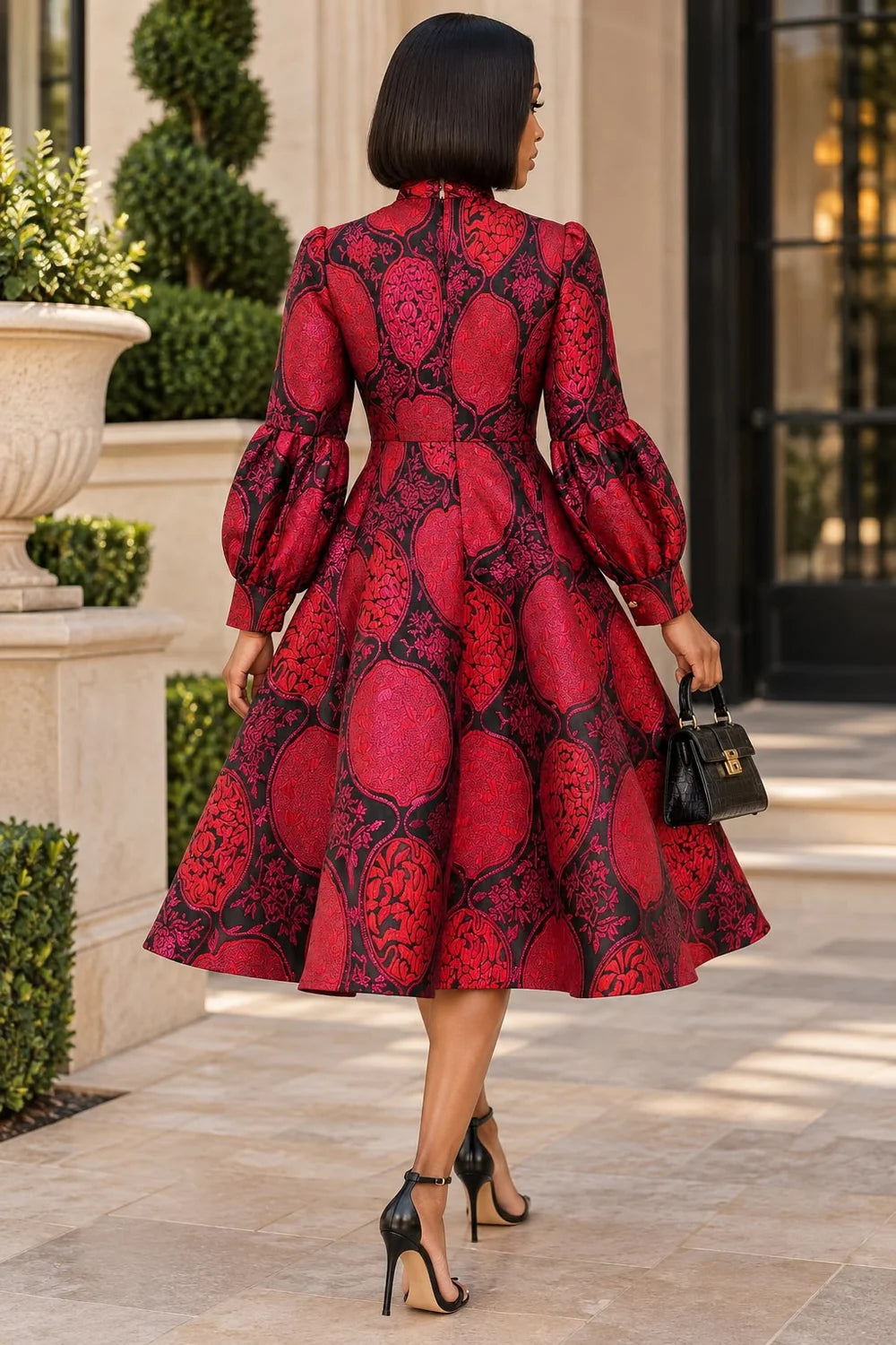 The Medallion Brocade Midi Dress