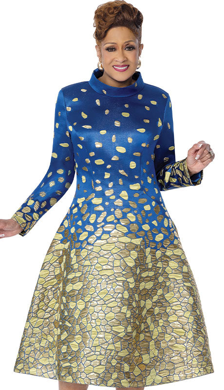 Dorinda Clark Cole 310401 - Royal/Gold Dress