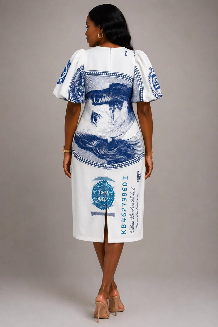 The Dollar Sign Scuba Midi Dress