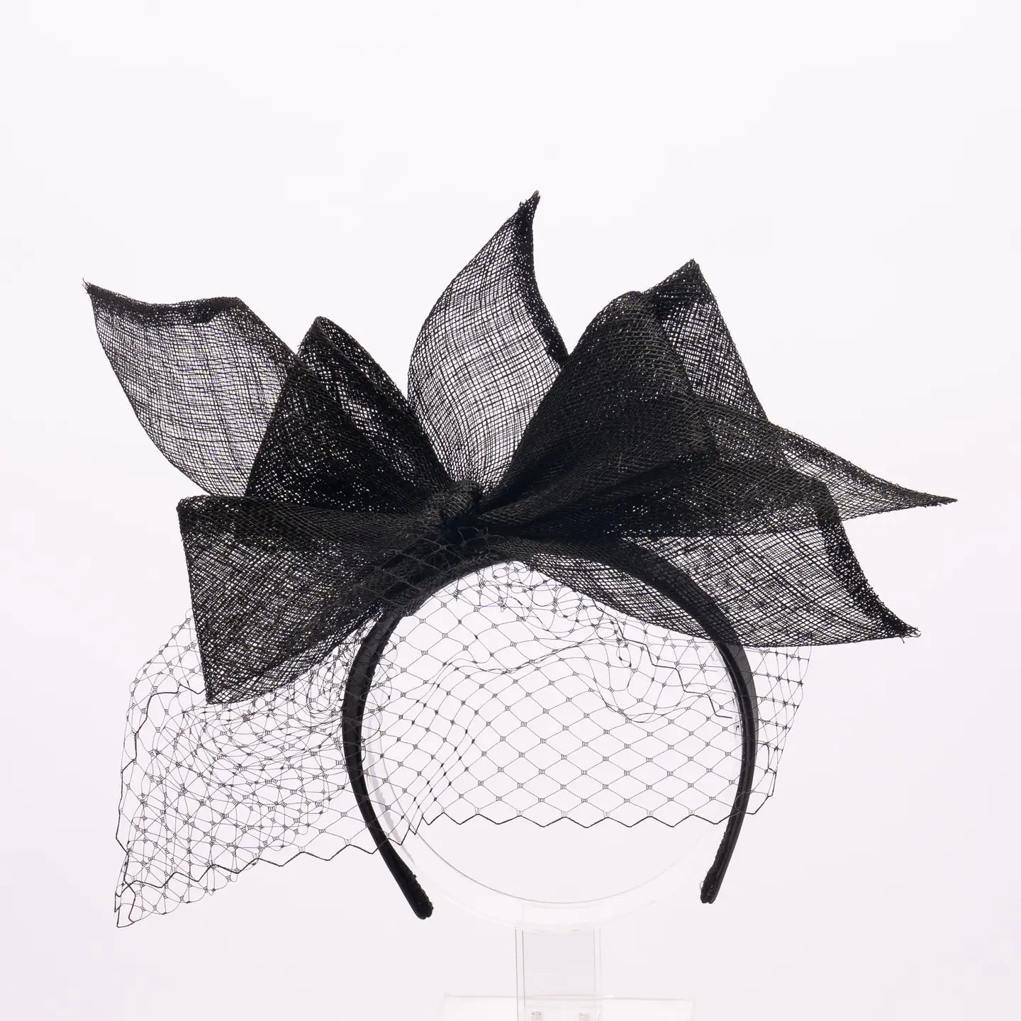 Sinamay Bow Fascinator Headband with Veil