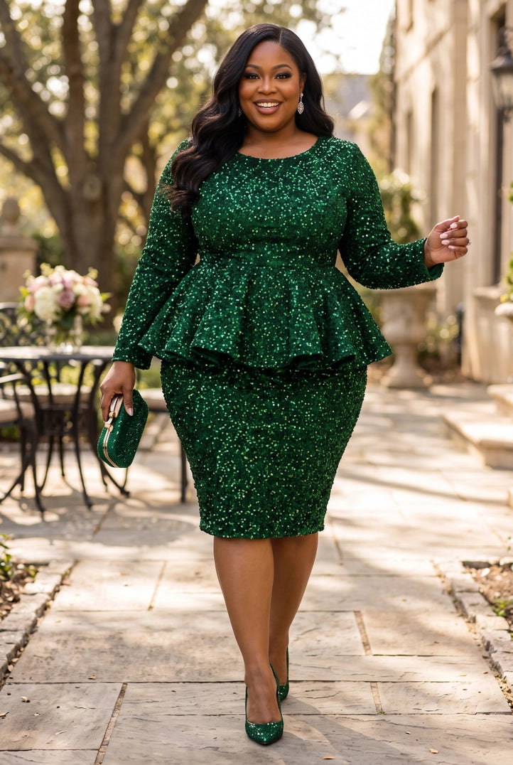 The "Gala Glamour" sequin peplum dress