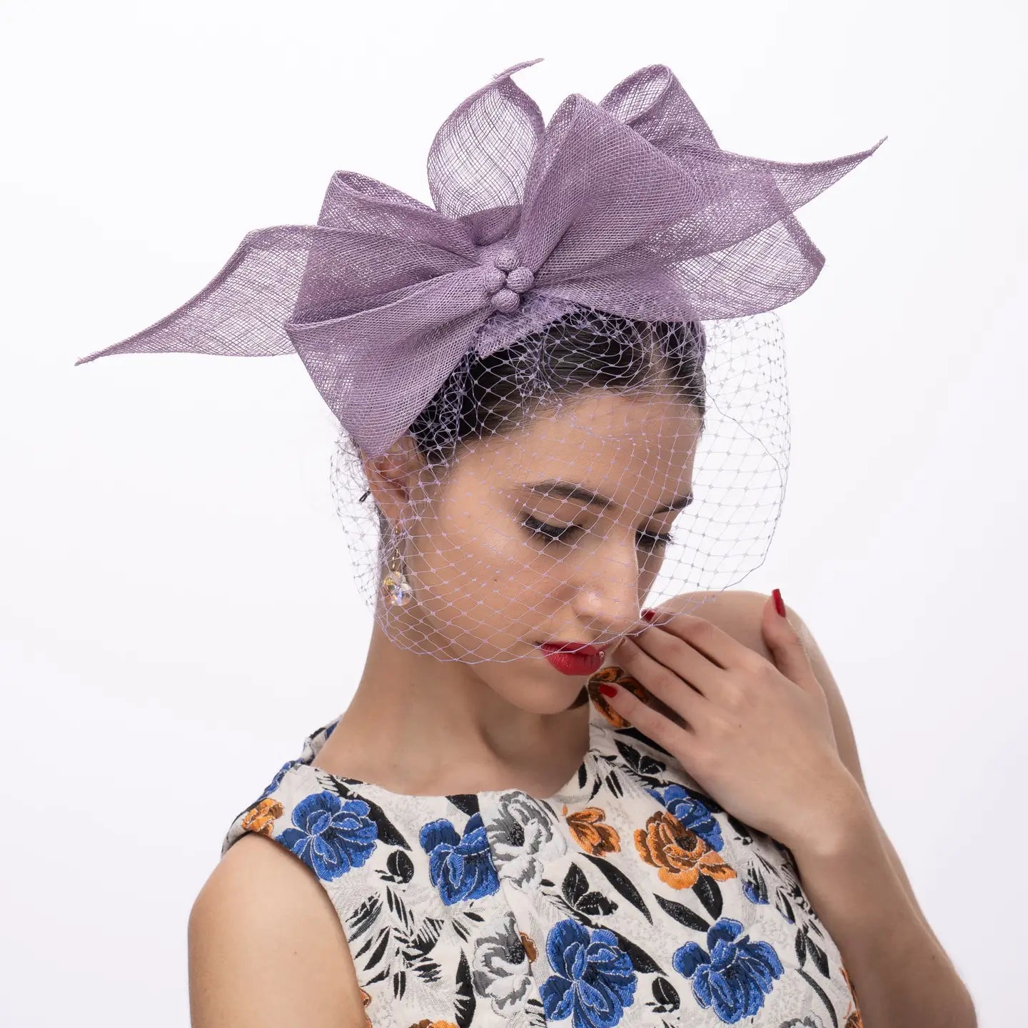 Sinamay Bow Fascinator Headband with Veil