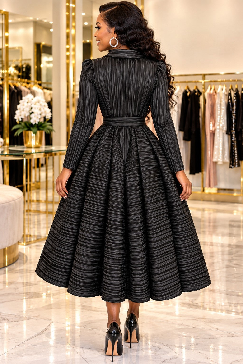 The Midnight Signature Bouncy Button-Down dress