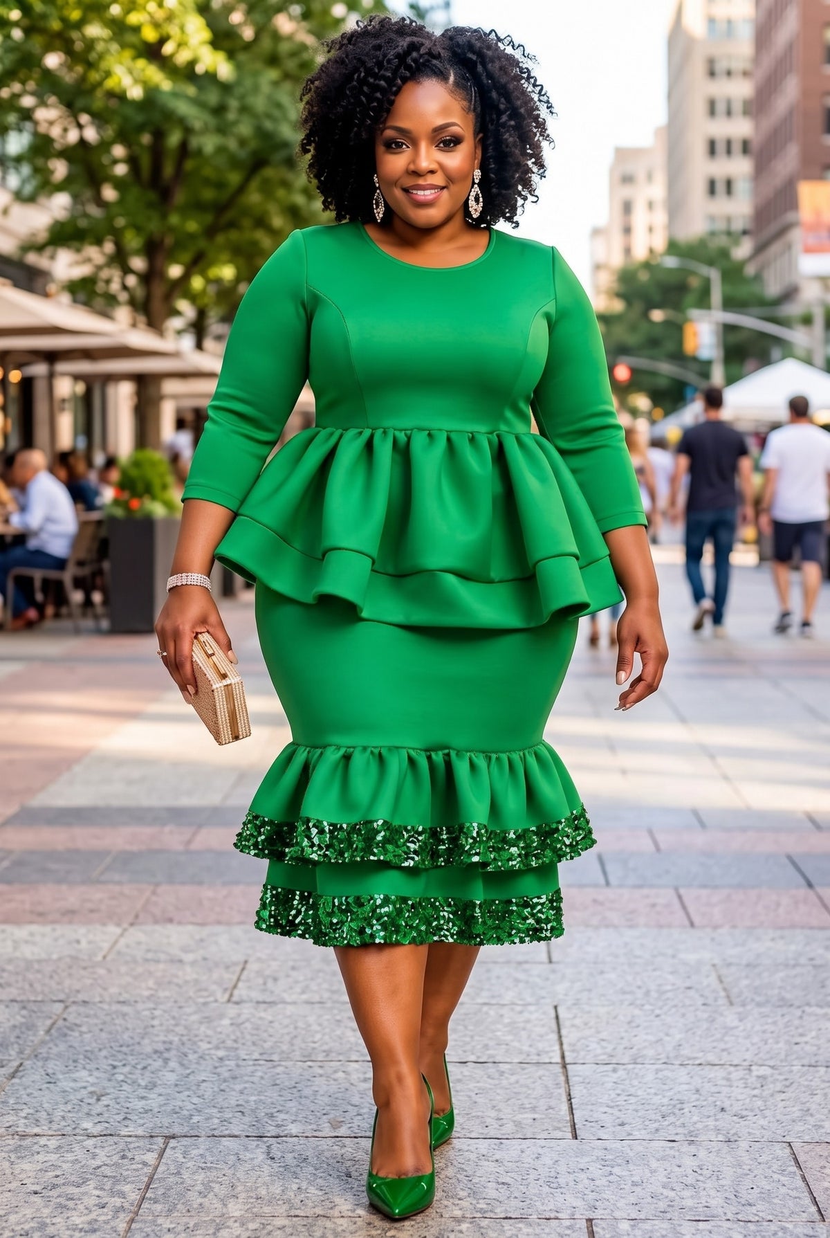 The Luxe Ruffle-Trim Midi dress
