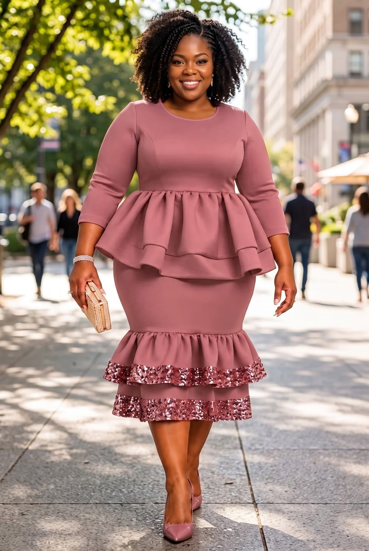 The Luxe Ruffle-Trim Midi dress