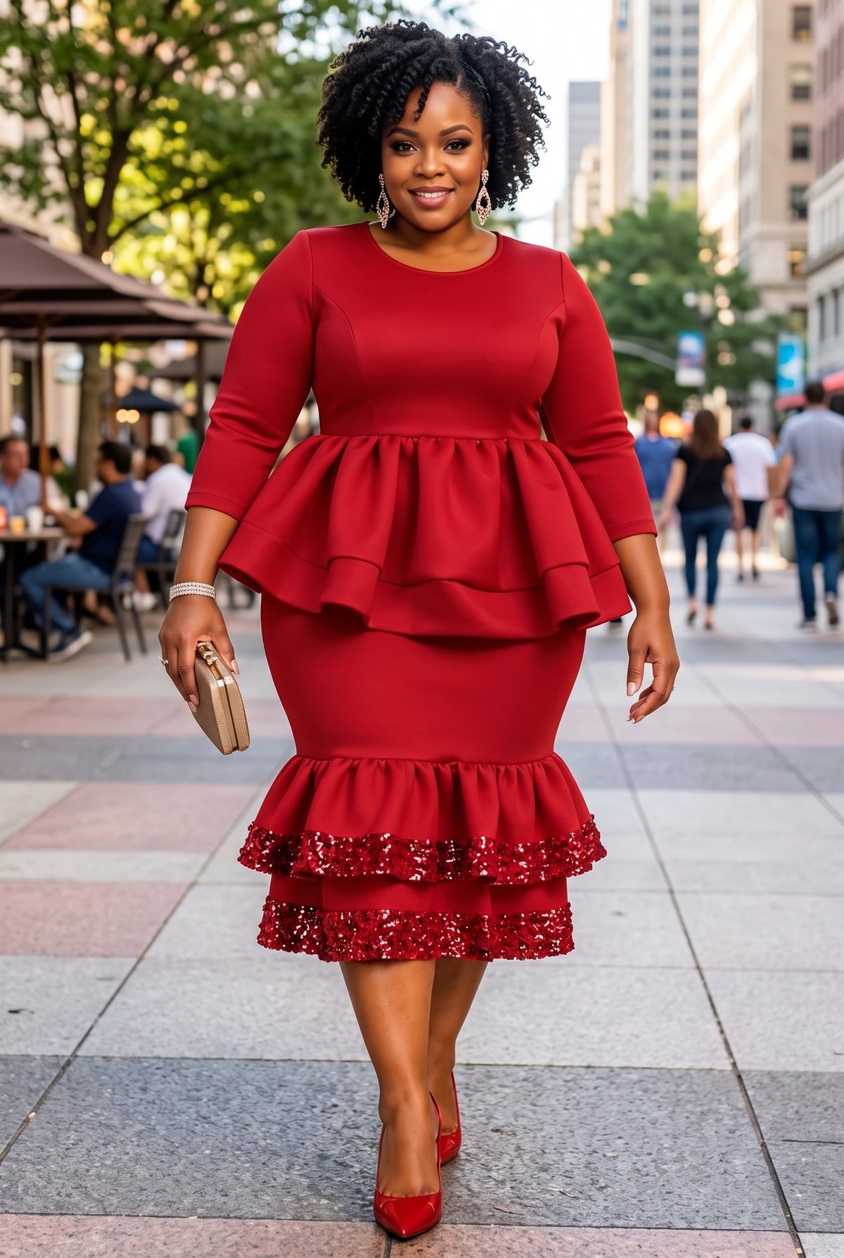 The Luxe Ruffle-Trim Midi dress