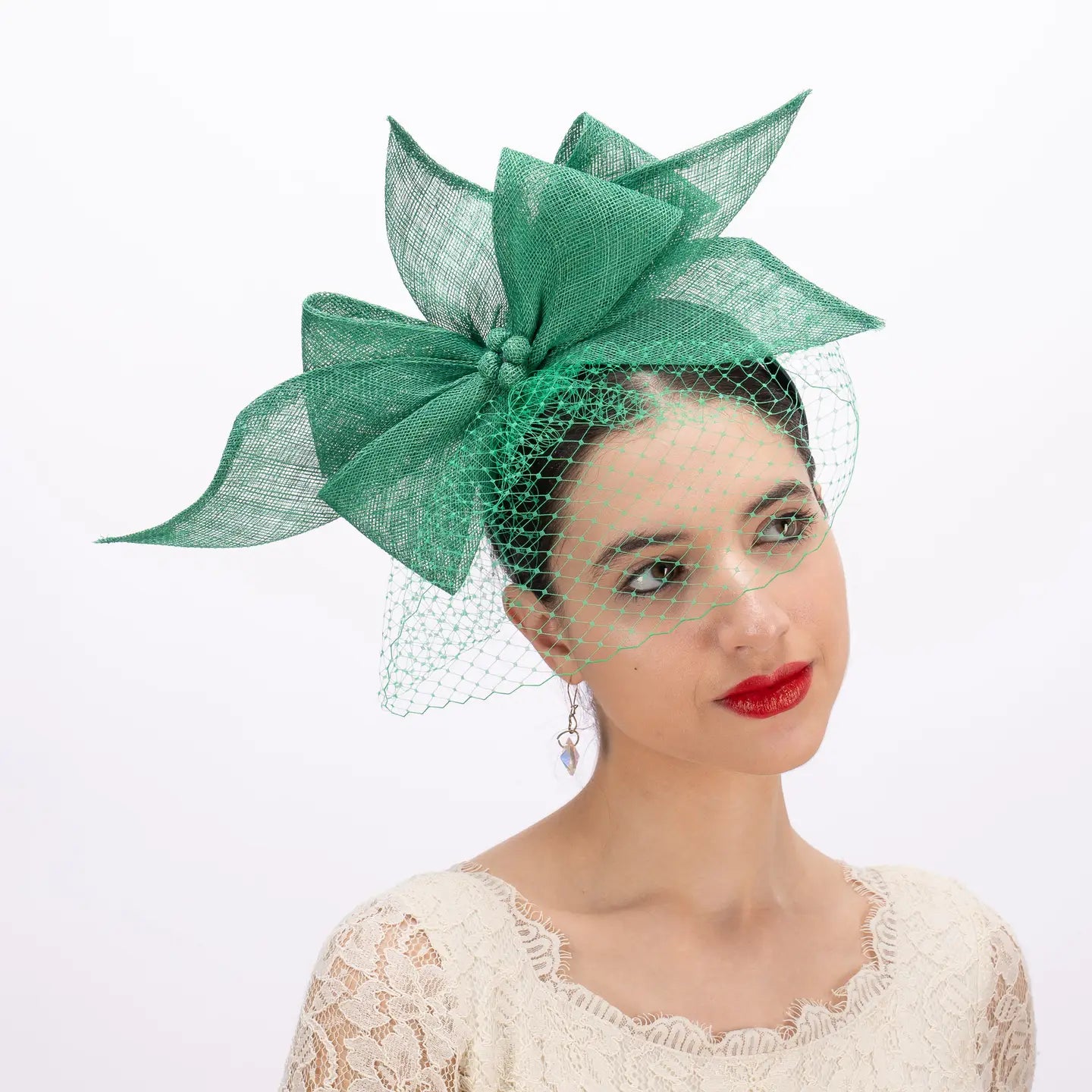 Sinamay Bow Fascinator Headband with Veil
