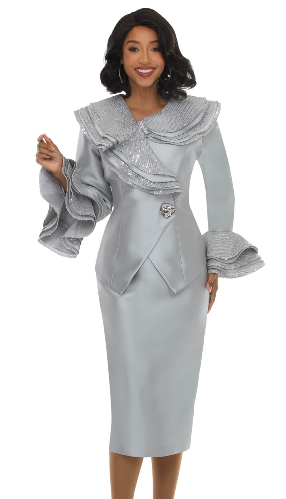 Lisa Rene 3381 | 2-Piece Sequin Jacket & Skirt Set