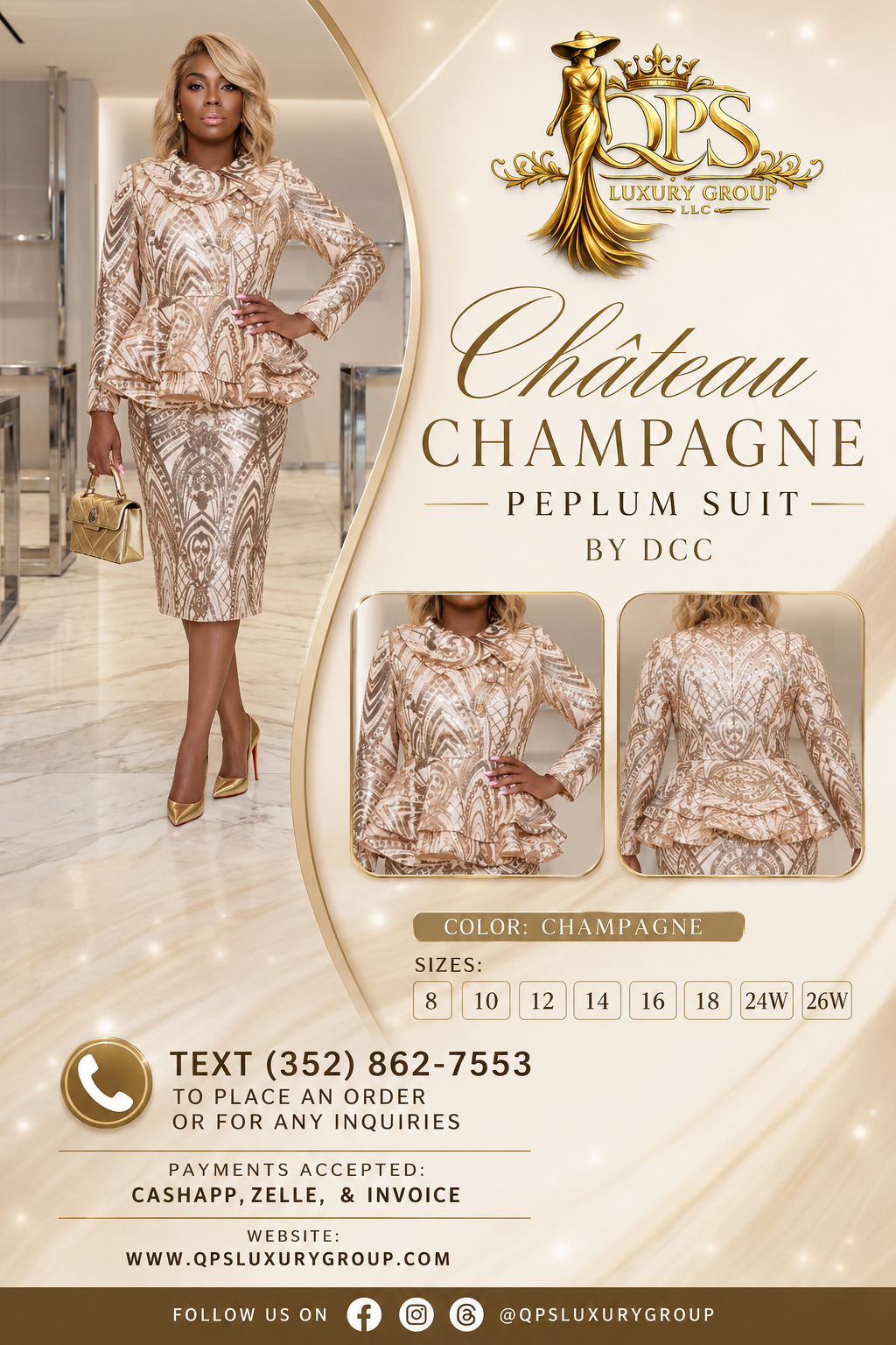 Chateau Champagne peplum suit