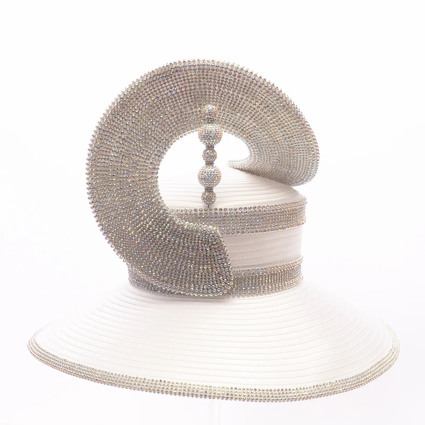 Beaded Sculptural Wide Brim Statement Hat