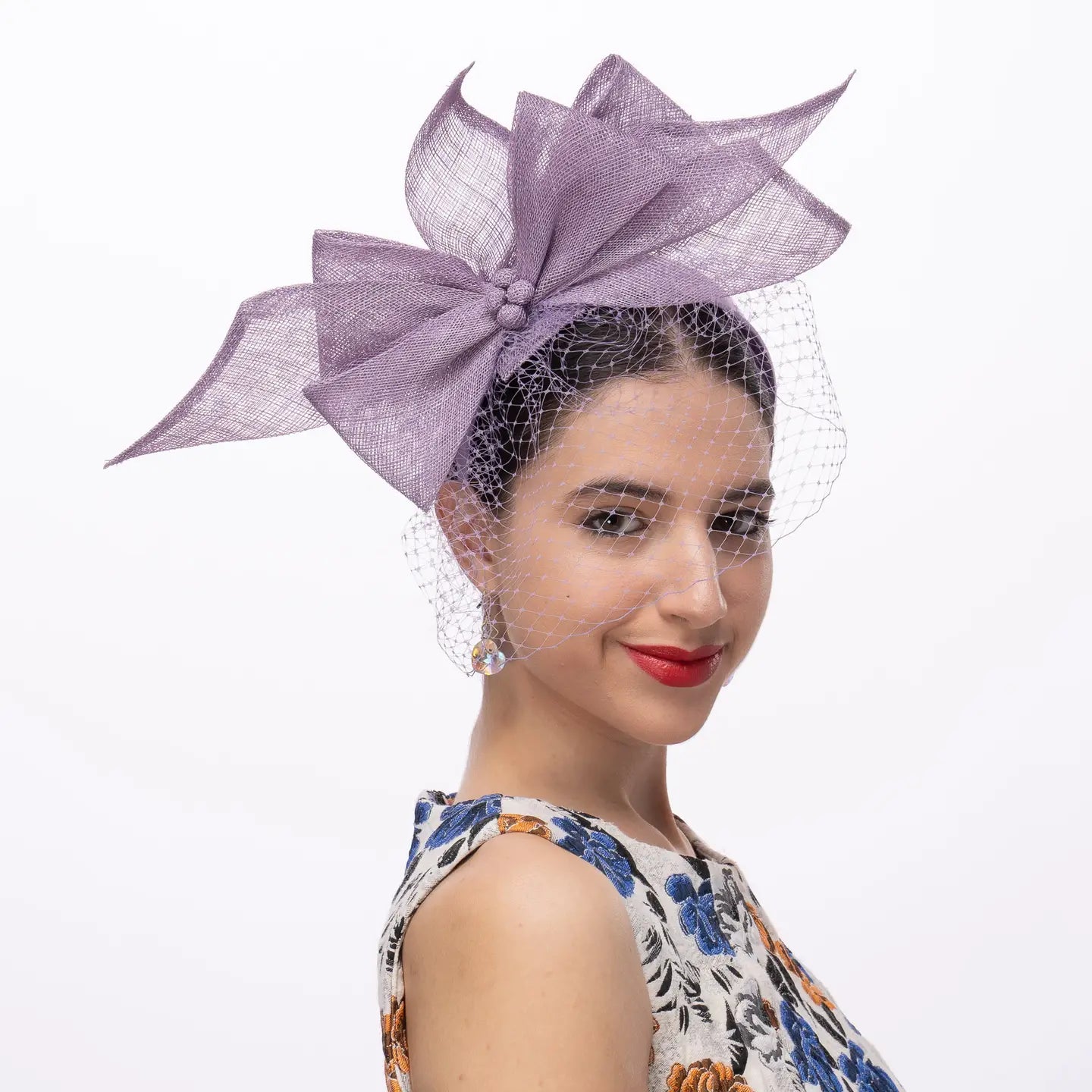 Sinamay Bow Fascinator Headband with Veil