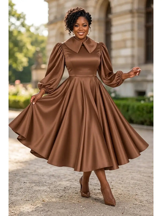 The Dynasty Satin Fit & Flare Midi Dress