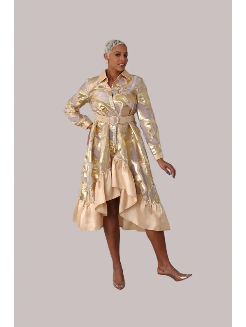 Gold Metallic Organza Dress