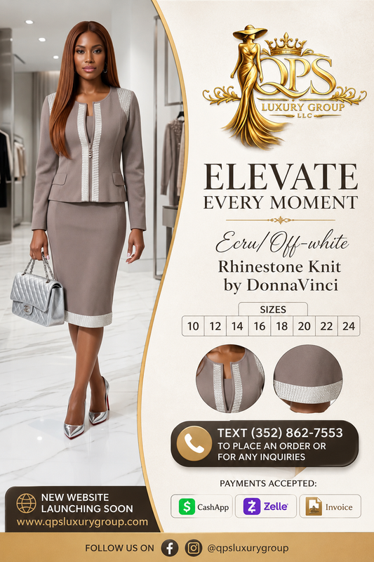 Ecru/Off-white Rhinestone knit by Donna Vinci