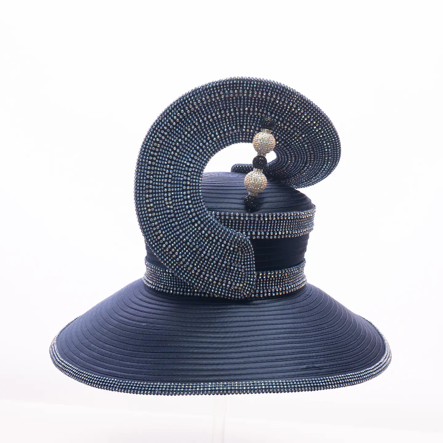 Beaded Sculptural Wide Brim Statement Hat
