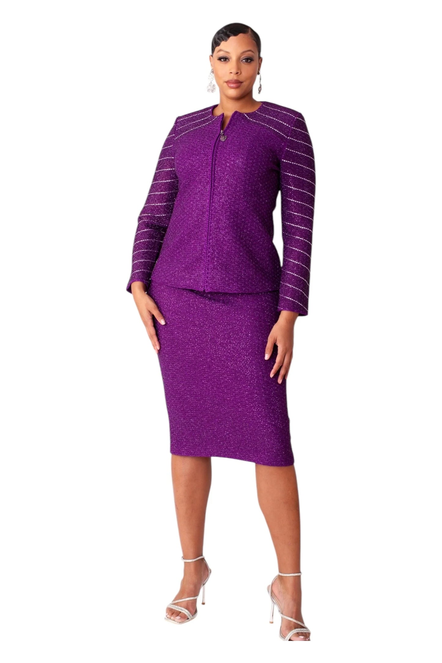 Purple Shimmer Knit Suit
