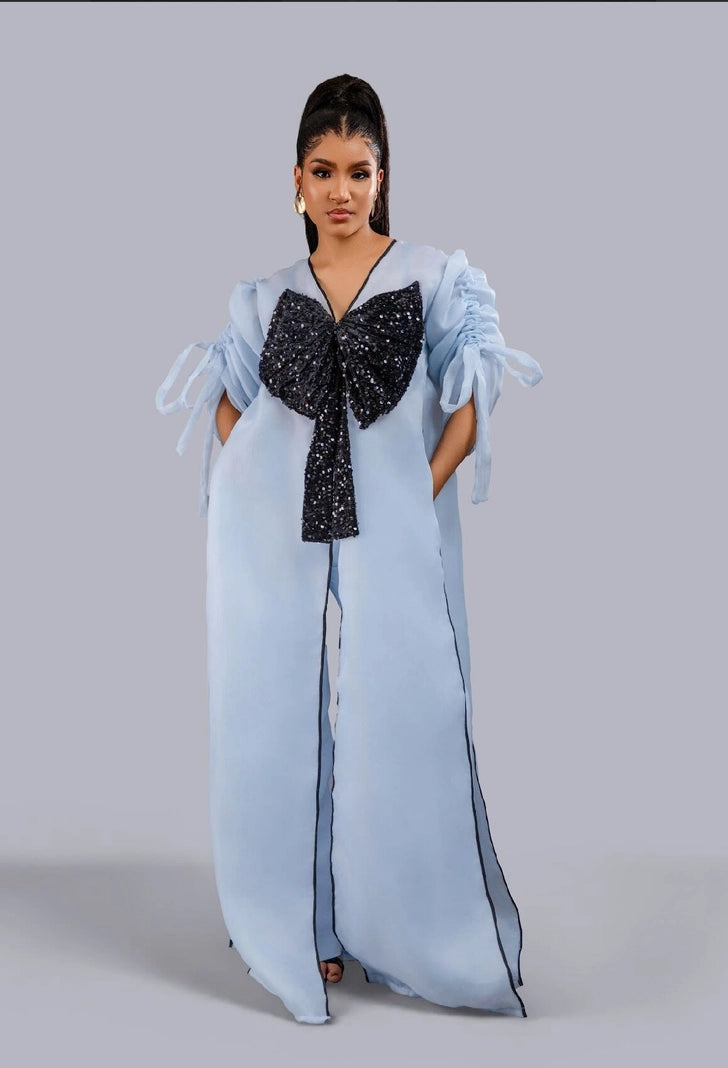 The Luxe Blue Kimono Pant Set