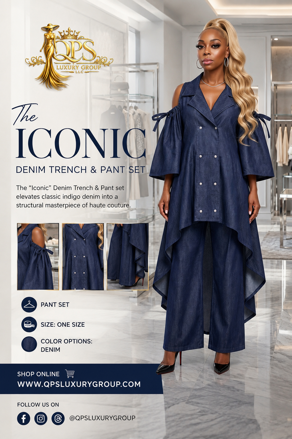 The "Iconic" Denim Trench & Pant Set