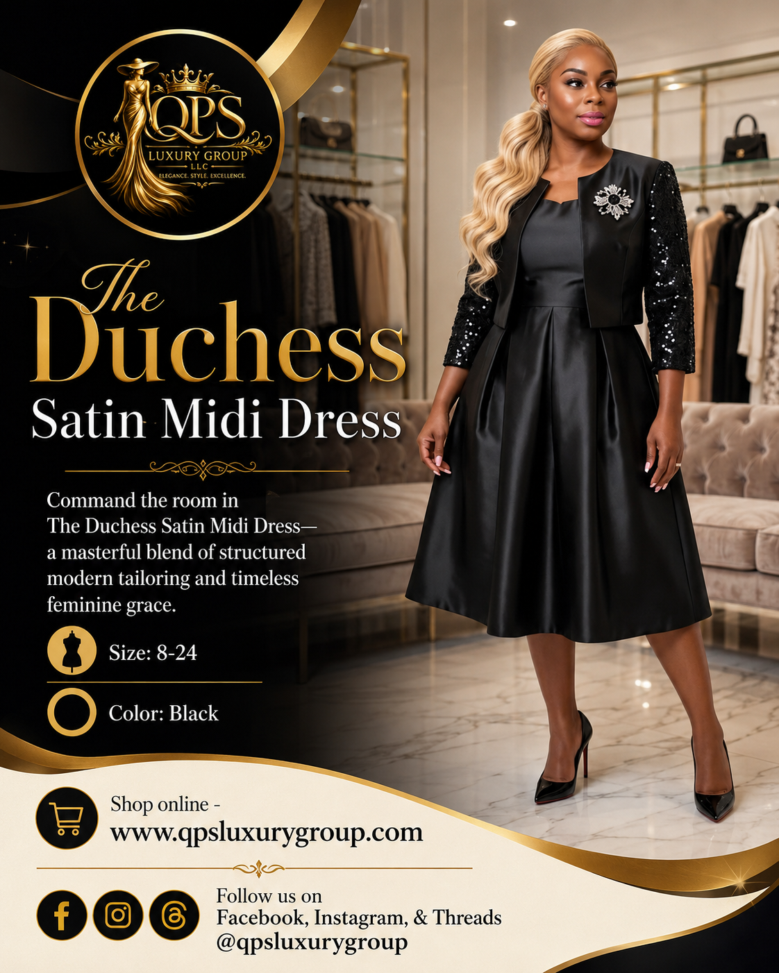 The Duchess Satin midi dress