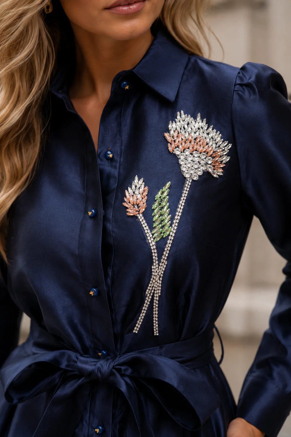 The Luxe Floral Embellished Shirtdress
