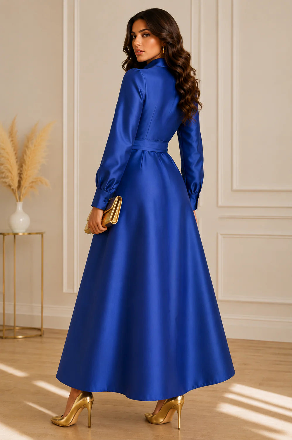 Azure Elegance Mikado Gown