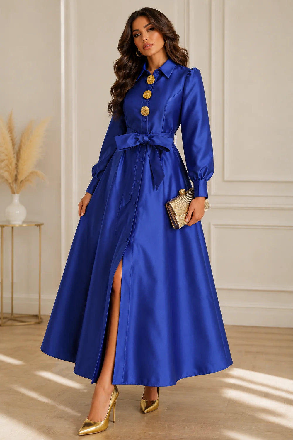 Azure Elegance Mikado Gown