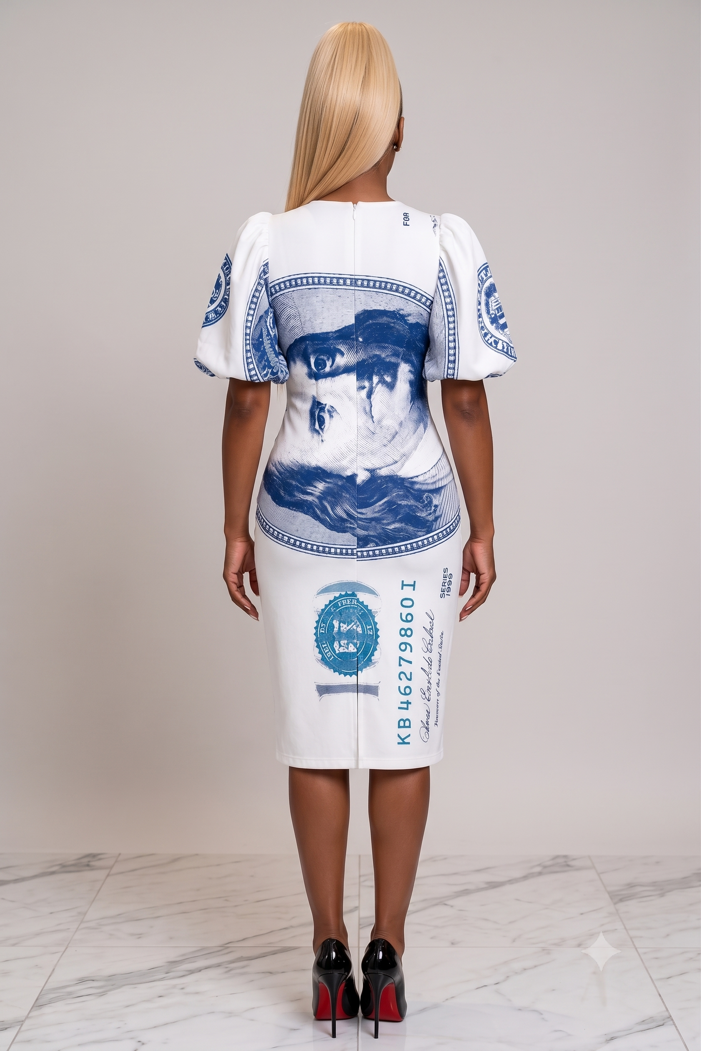 The Dollar Sign Scuba Midi Dress