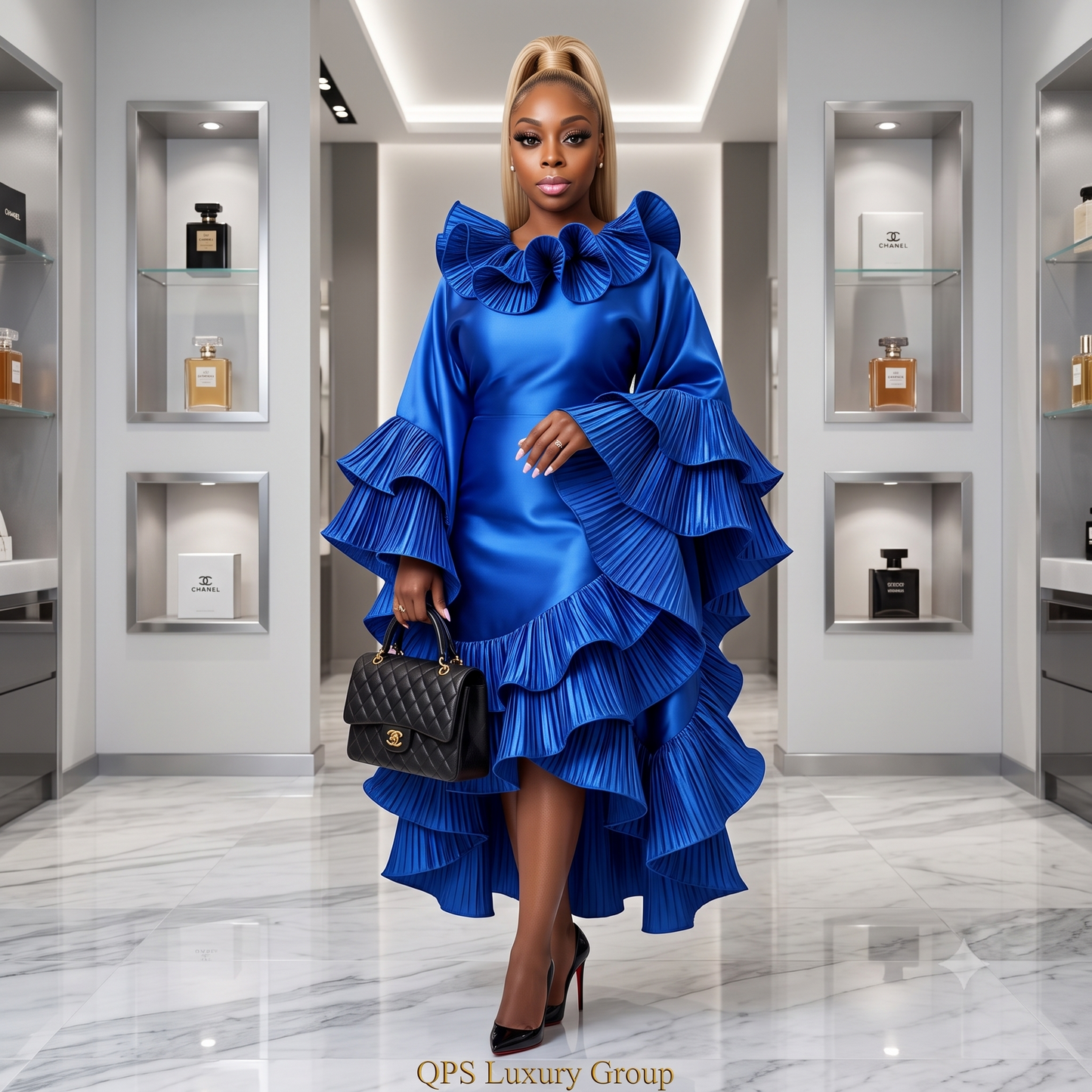 The Kai Sapphire Cascade Dress