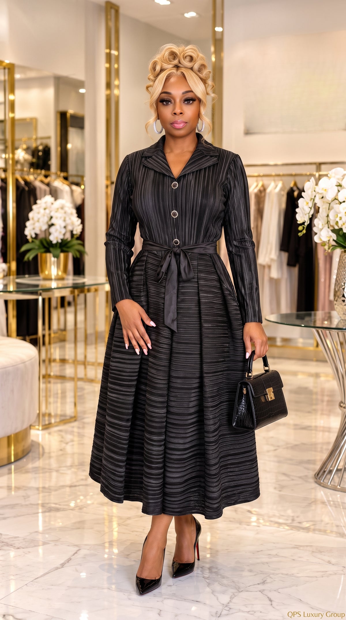 The Midnight Signature Bouncy Button-Down dress