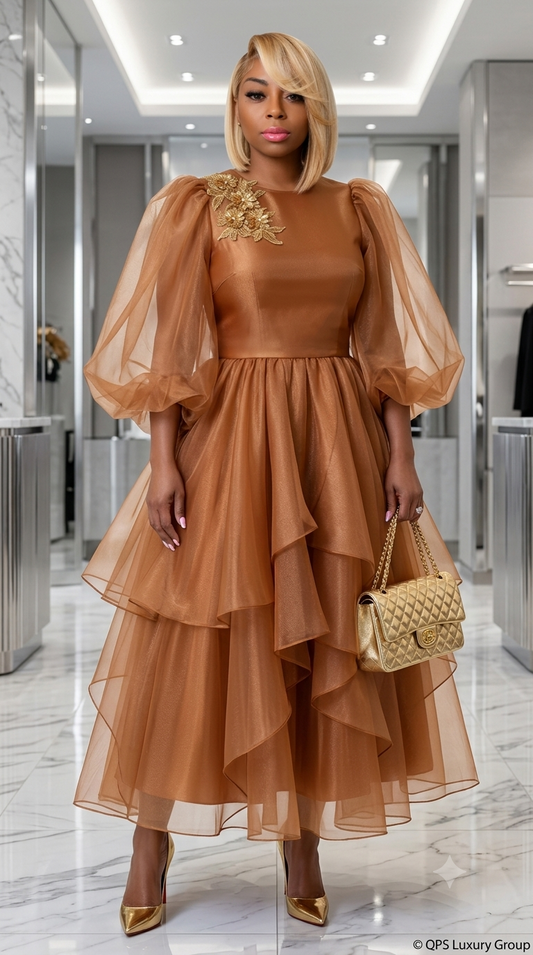 Stellar Looks Tiered Organza Statement dress(SL601272)