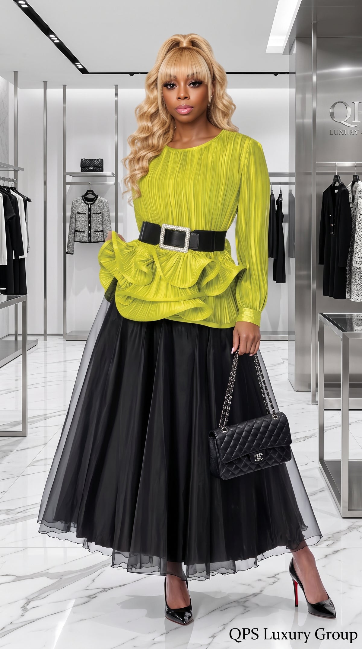 Layered Peplum & Tulle Skirt Set