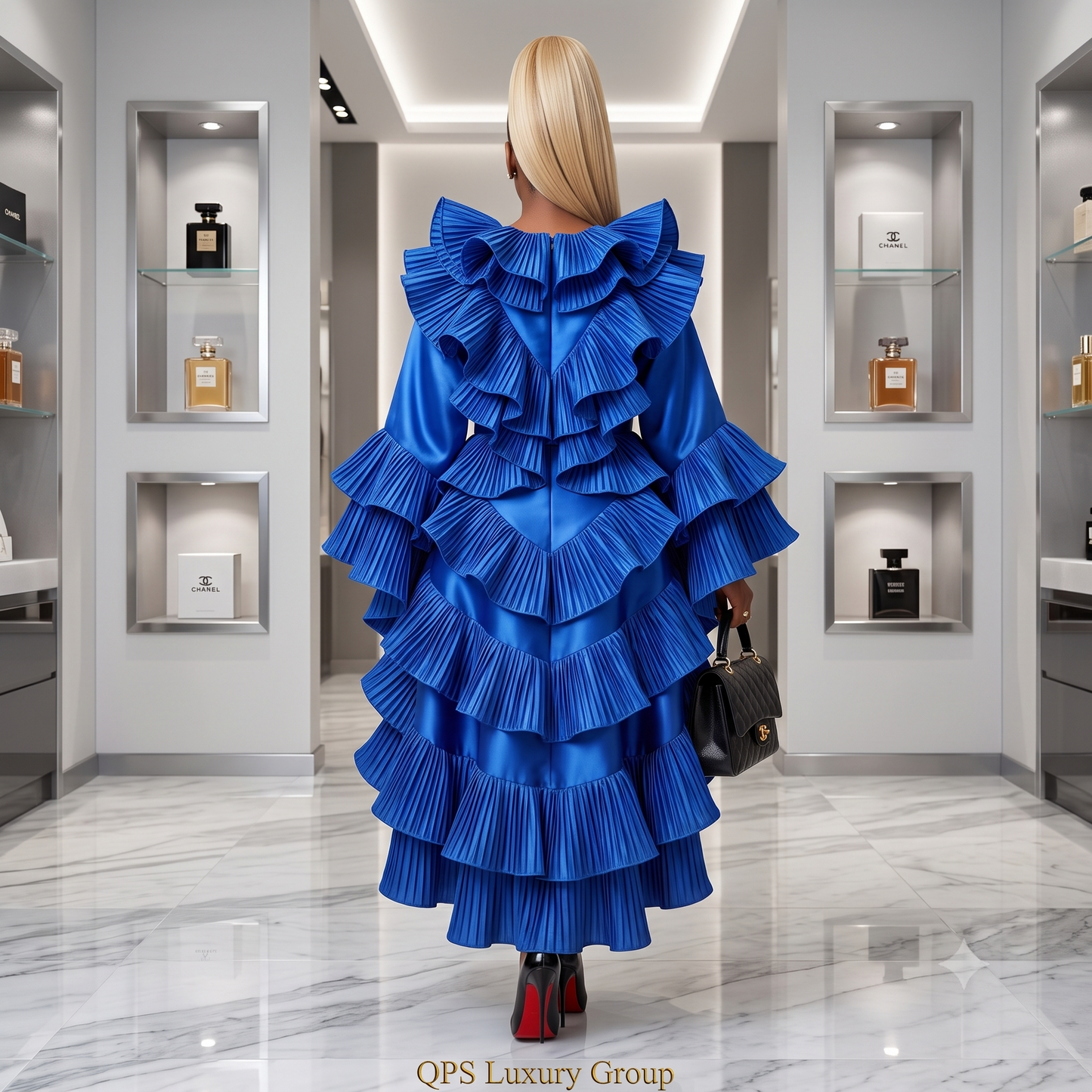 The Kai Sapphire Cascade Dress