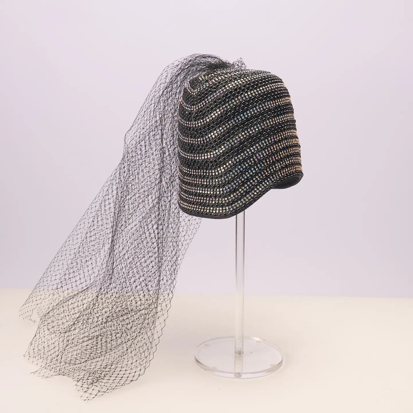 Stone Cover 8 Inch Cloche with 24 Inch Veil Attached |